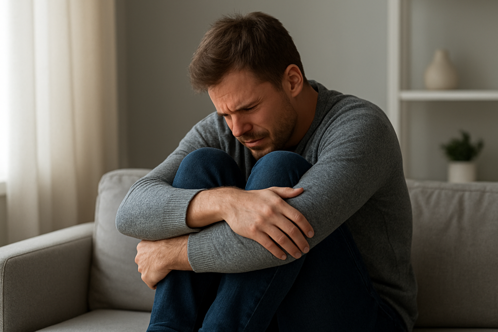 تصویر مفهومی اضطراب و تنش ذهنی در محیطی مینیمال با نور سرد